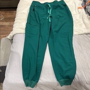 Figs Green Joggers Soft Cotton Blend Elastic Waist